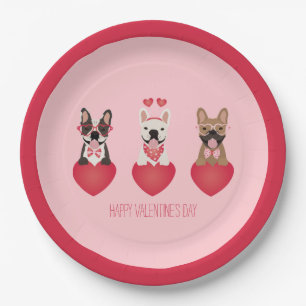 Happy Valentines Day French Bulldogs Pappteller