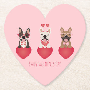 Happy Valentines Day French Bulldogs Untersetzer