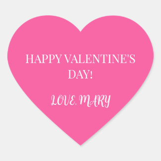 Happy Valentine's Day from Name Pink  Herz-Aufkleber
