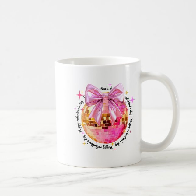 Happy Valentine's Day Funny Coquette Disco Ball Gi Kaffeetasse (Rechts)