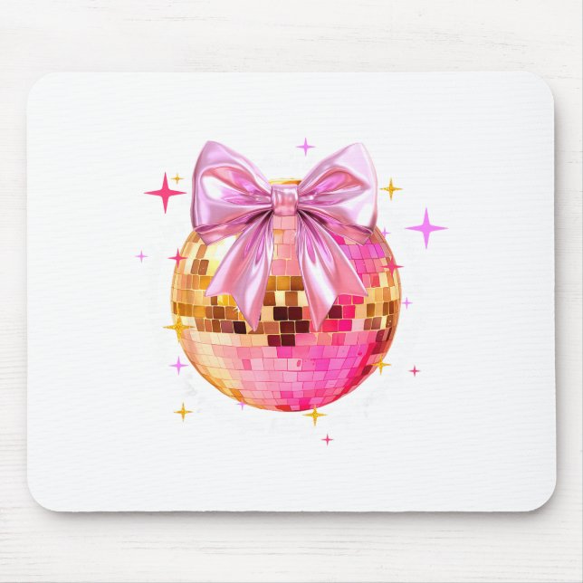 Happy Valentine's Day Funny Coquette Disco Ball Gi Mousepad (Vorne)