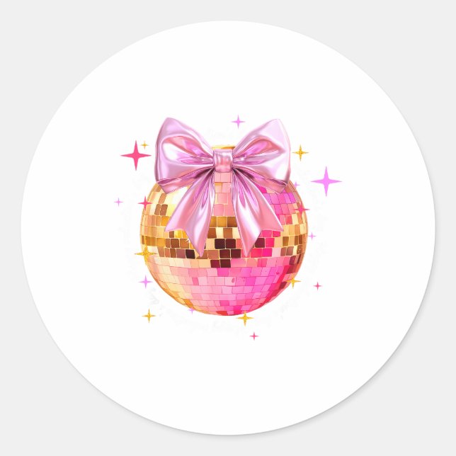 Happy Valentine's Day Funny Coquette Disco Ball Gi Runder Aufkleber (Vorderseite)