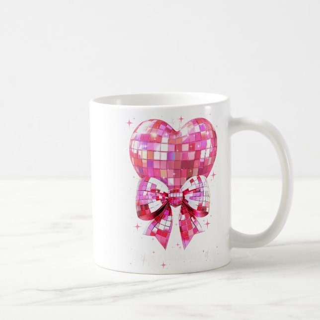 Happy Valentine's Day Funny Coquette Disco Ball He Kaffeetasse (Rechts)