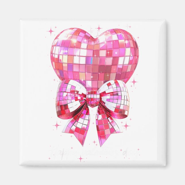 Happy Valentine's Day Funny Coquette Disco Ball He Magnet (Vorne)
