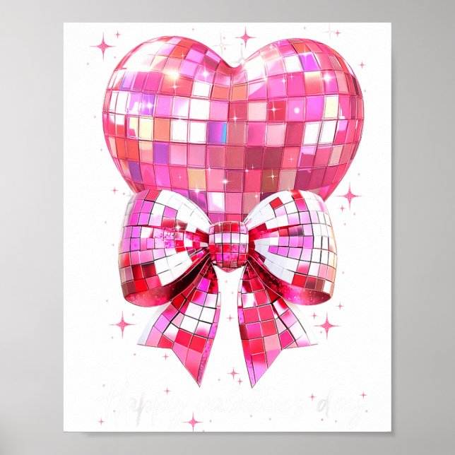 Happy Valentine's Day Funny Coquette Disco Ball He Poster (Vorne)