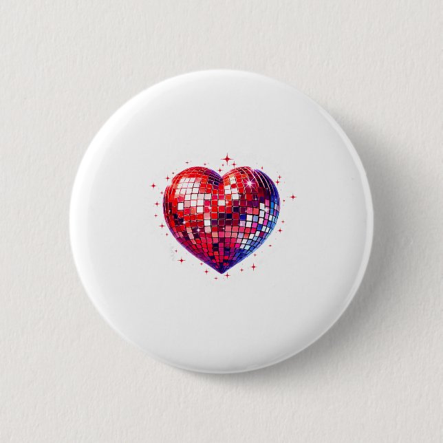 Happy Valentine's Day Funny Coquette Red Disco Bal Button (Vorderseite)