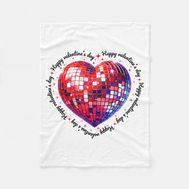 Happy Valentine's Day Funny Coquette Red Disco Bal Fleecedecke (Vorderseite)