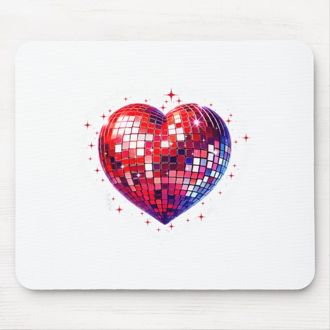 Happy Valentine's Day Funny Coquette Red Disco Bal Mousepad (Vorne)