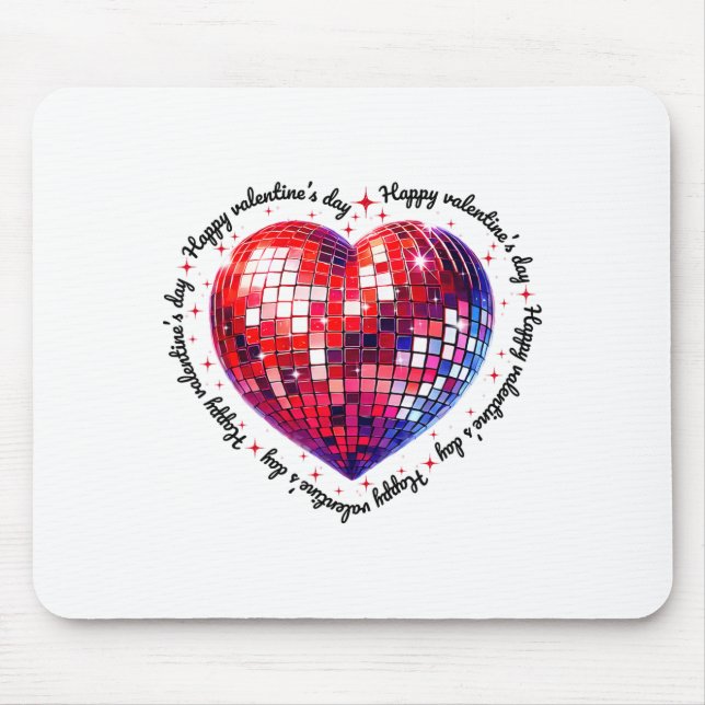 Happy Valentine's Day Funny Coquette Red Disco Bal Mousepad (Vorne)