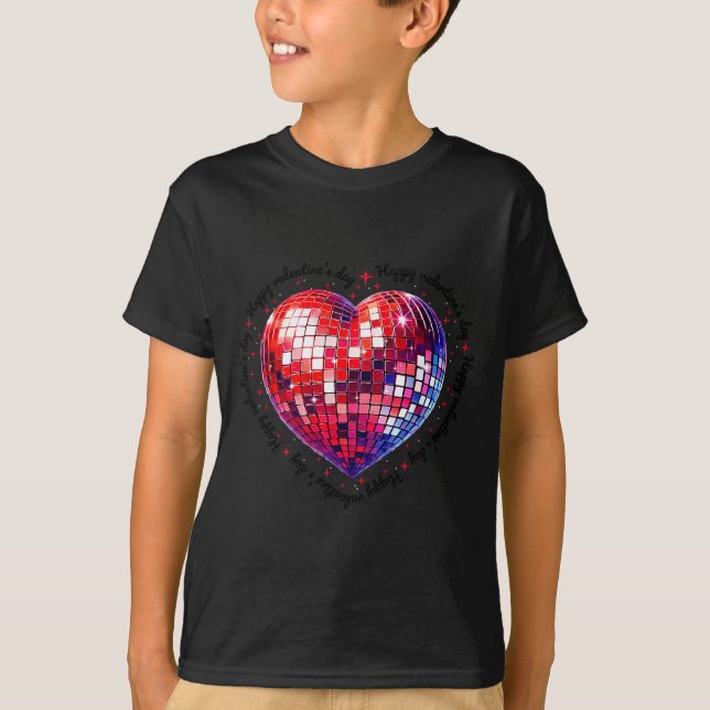 Happy Valentine's Day Funny Coquette Red Disco Bal T-Shirt (Vorderseite)