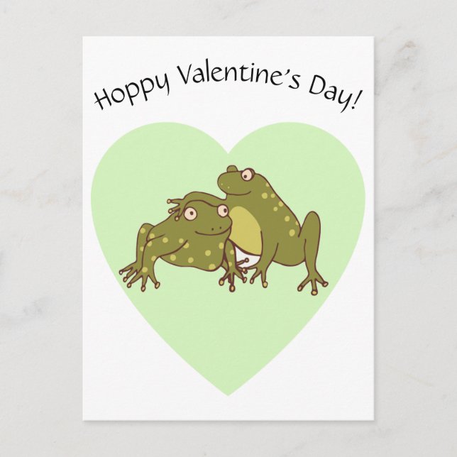 Happy Valentines Day Funny Hoppy Frogs in Liebe Postkarte (Vorderseite)