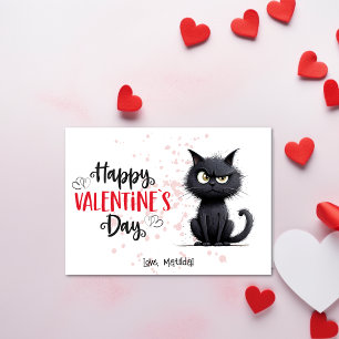 Happy Valentines Day Funny Pub Black Cat Feiertagskarte