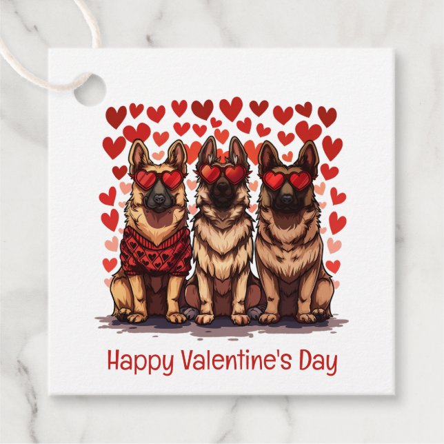 Happy Valentines Day German Shepherd Dogs Geschenkanhänger (Vorderseite)