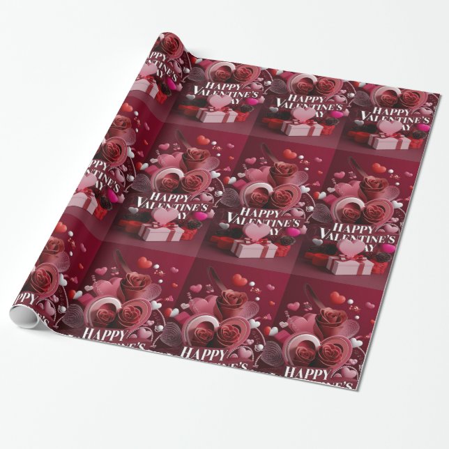 Happy Valentine's Day Geschenkpapier (Ungerollt)