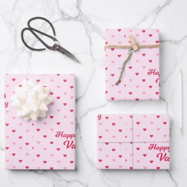 Happy Valentine's Day Geschenkpapier Set (Vorderseite)