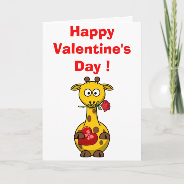 "HAPPY VALENTINE'S DAY" GIRAFFE FEIERTAGSKARTE (Vorderseite)