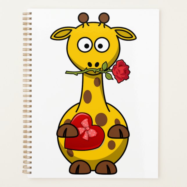 "HAPPY VALENTINE'S DAY" GIRAFFE NOTEBOOK PLANER (Vorderseite)
