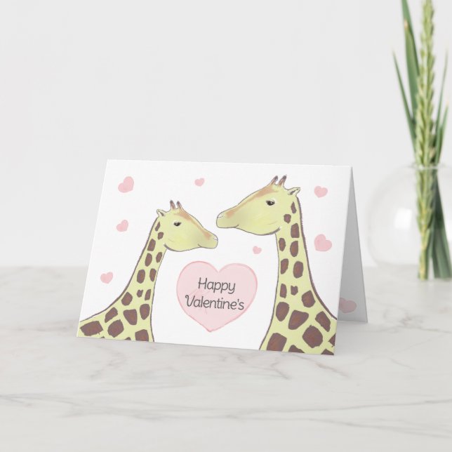 Happy Valentine's Day Giraffe Paar Karte (Vorderseite)