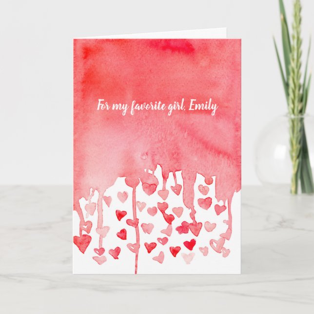 Happy Valentine's Day Girlfriend Dripping Heart Karte (Vorderseite)