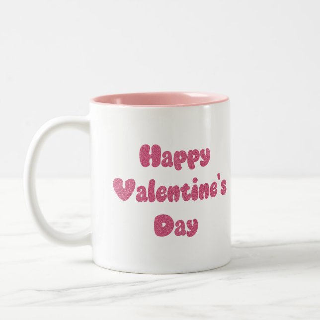 Happy Valentine's Day Glitter Zweifarbige Tasse (Links)