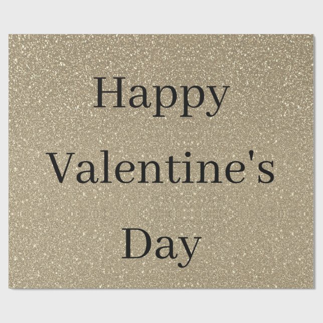 Happy Valentine's Day Glittery Gold Black Custom Geschenkpapier (Flach)