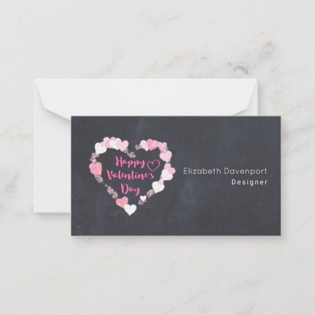 Happy Valentine's Day Glittery Pink Herzen Mitteilungskarte (Vorderseite)