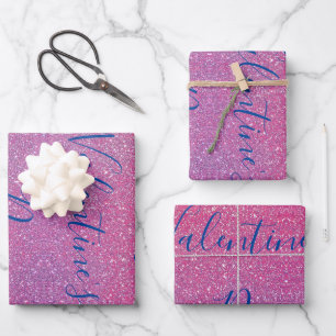 Happy Valentine's Day Glittery Rose Gold Pink Geschenkpapier Set