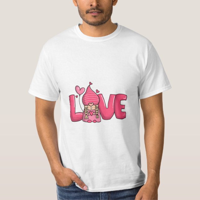 Happy Valentines Day Gnome mit Leopardensonnenblum T-Shirt (Vorderseite)