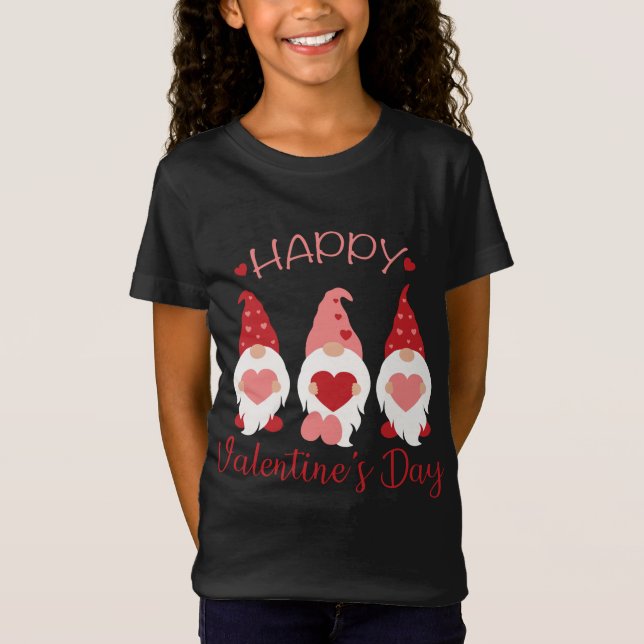 Happy Valentine's Day Gnomes Red Kariert Hearts Li T-Shirt (Vorderseite)
