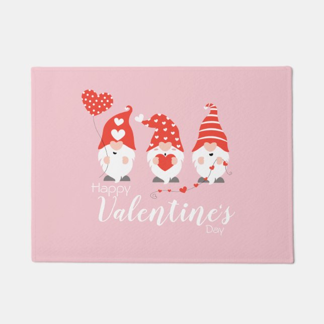 Happy Valentines Day Gnomes Red Pink Fußmatte (Vorderseite)
