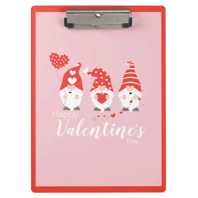 Happy Valentines Day Gnomes Red Pink Klemmbrett (Vorderseite)