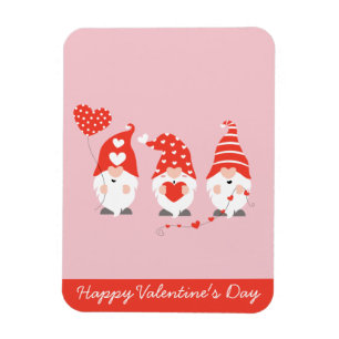 Happy Valentines Day Gnomes Red Pink Magnet