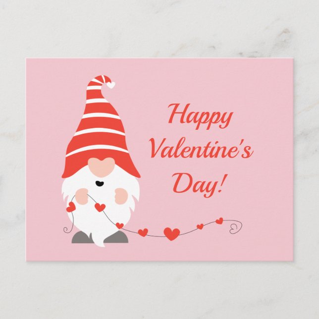 Happy Valentines Day Gnomes Red Pink Postkarte (Vorderseite)