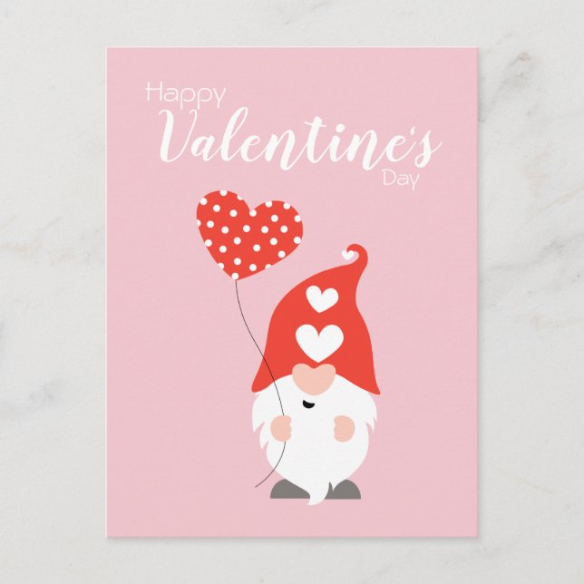 Happy Valentines Day Gnomes Red Pink Postkarte (Vorderseite)