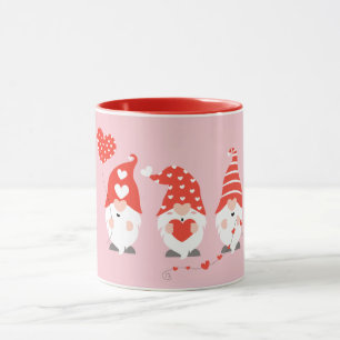 Happy Valentines Day Gnomes Red Pink Tasse