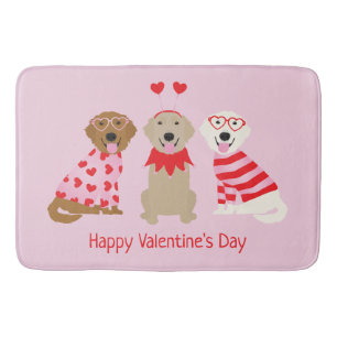 Happy Valentines Day Golden Retriever Hunde Badematte
