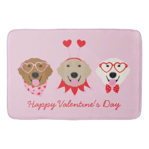 Happy Valentines Day Golden Retriever Hunde Badematte