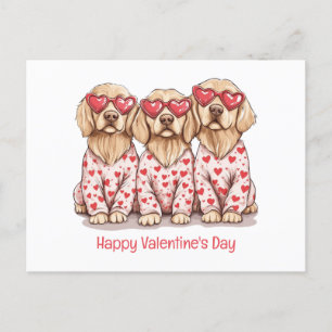 Happy Valentines Day Golden Retriever Hunde Feiertagspostkarte