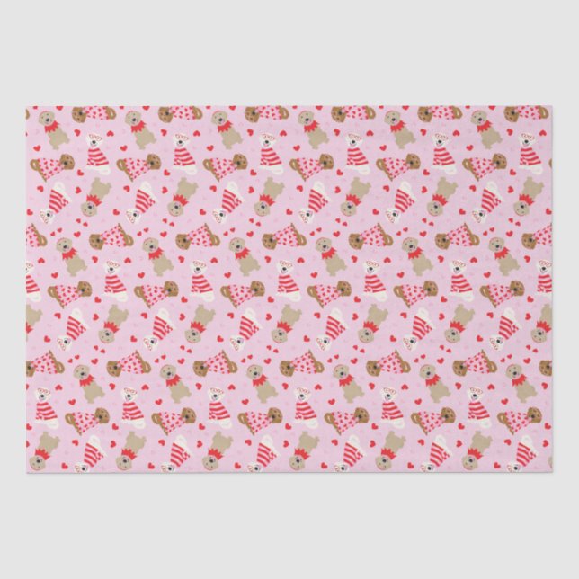 Happy Valentines Day Golden Retriever Hunde Seidenpapier (Vorderseite)