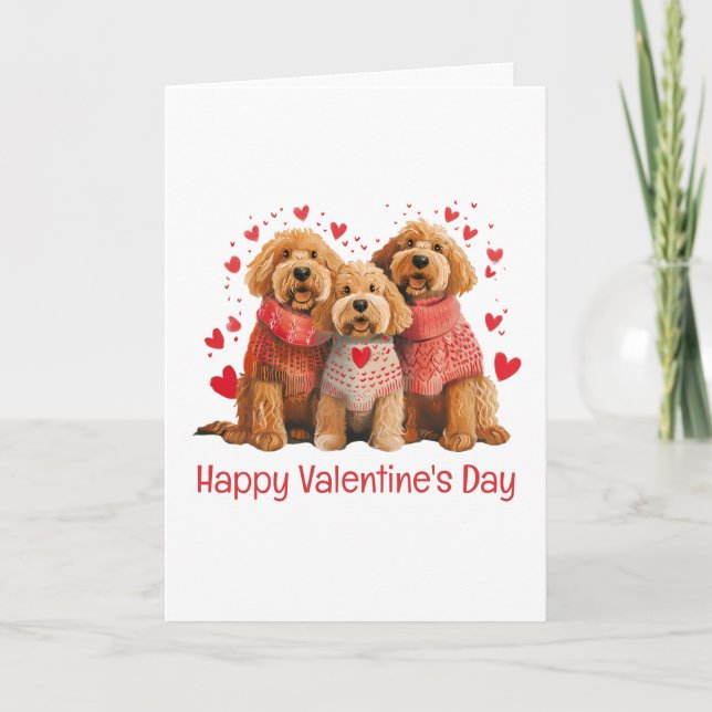 Happy Valentines Day Goldendoodle Dogs Karte (Vorderseite)