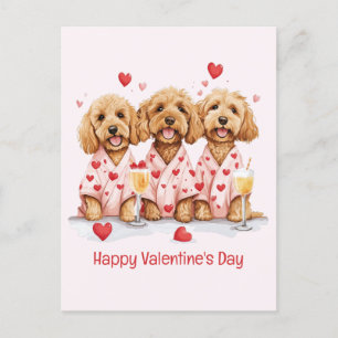 Happy Valentines Day Goldendoodle Hunde Feiertagspostkarte