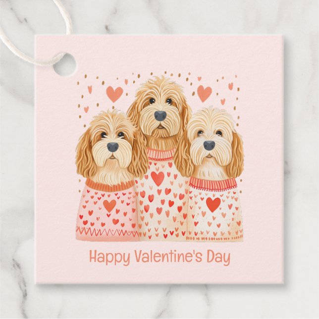 Happy Valentines Day Goldendoodle Hunde Geschenkanhänger (Vorderseite)
