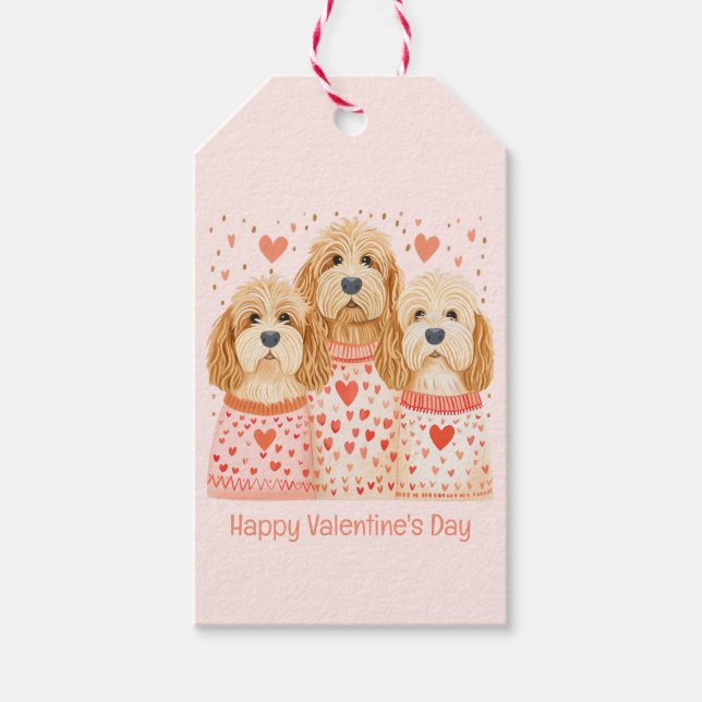 Happy Valentines Day Goldendoodle Hunde Geschenkanhänger (Vorderseite)