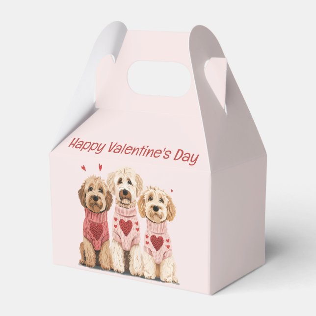 Happy Valentines Day Goldendoodle Hunde Geschenkschachtel (Vorderseite)