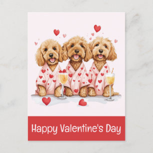 Happy Valentines Day Goldendoodle Hunde Postkarte