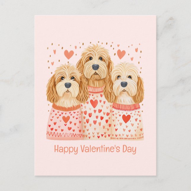 Happy Valentines Day Goldendoodle Hunde Postkarte (Vorderseite)
