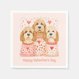 Happy Valentines Day Goldendoodle Hunde Serviette