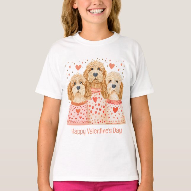 Happy Valentines Day Goldendoodle Hunde T-Shirt (Vorderseite)