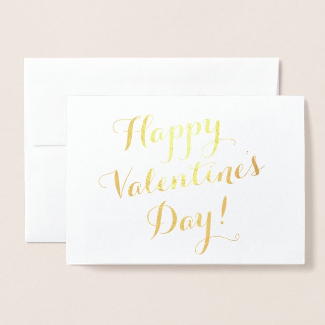 Happy Valentine's Day Goldskriptkalligraphie Folienkarte (Vorderseite mit Umschlag)