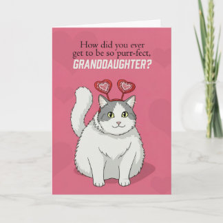 Happy Valentines Day Granddaughter Cute Cat Feiertagskarte